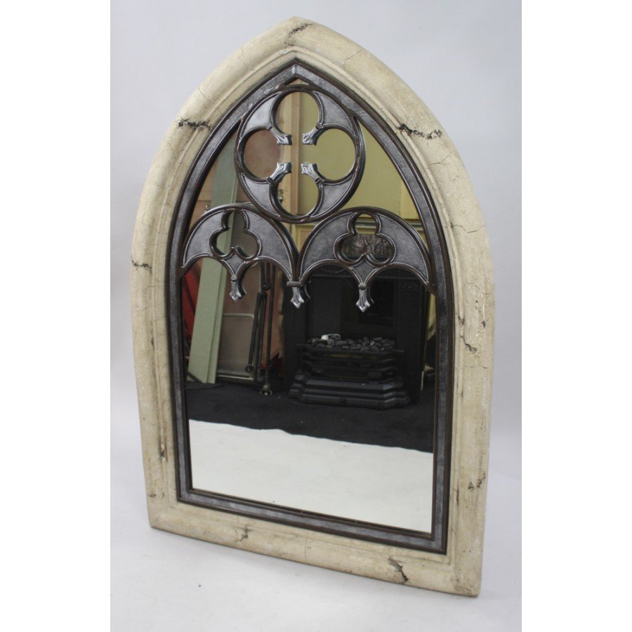 Very Heavy Gothic Arched Stone Style Mirror